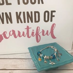 Silver Tone Beach Charm Bracelet